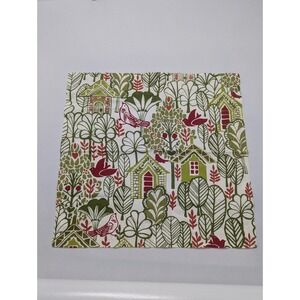 Pottery Barn Replacement Cloth Napkin Red Green Birds Houses 20x20‎